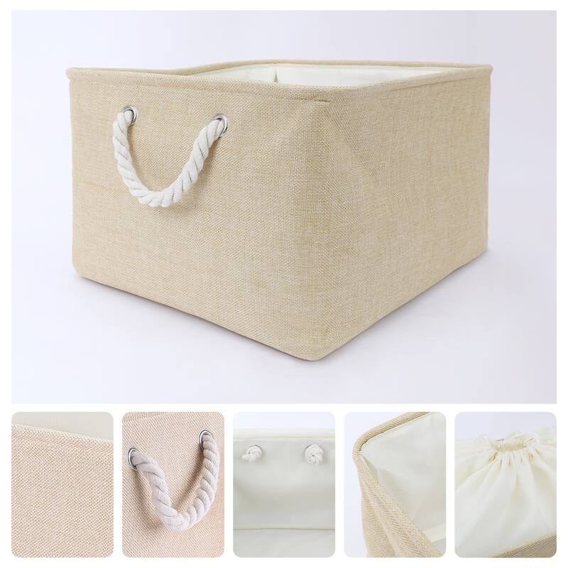 Storage Cube, Fabric Storage Bin with Handles for Closet, 1 Pack Storage Basket for Organizing Clothes Books - White - 20*16*12in