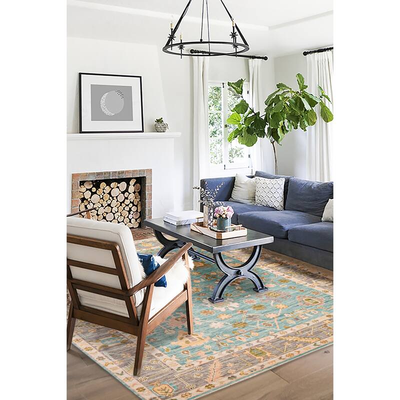 ECARPETGALLERY Hand-knotted Modern Oushak Turquoise Wool Rug - 9' 4" x 11' 10"