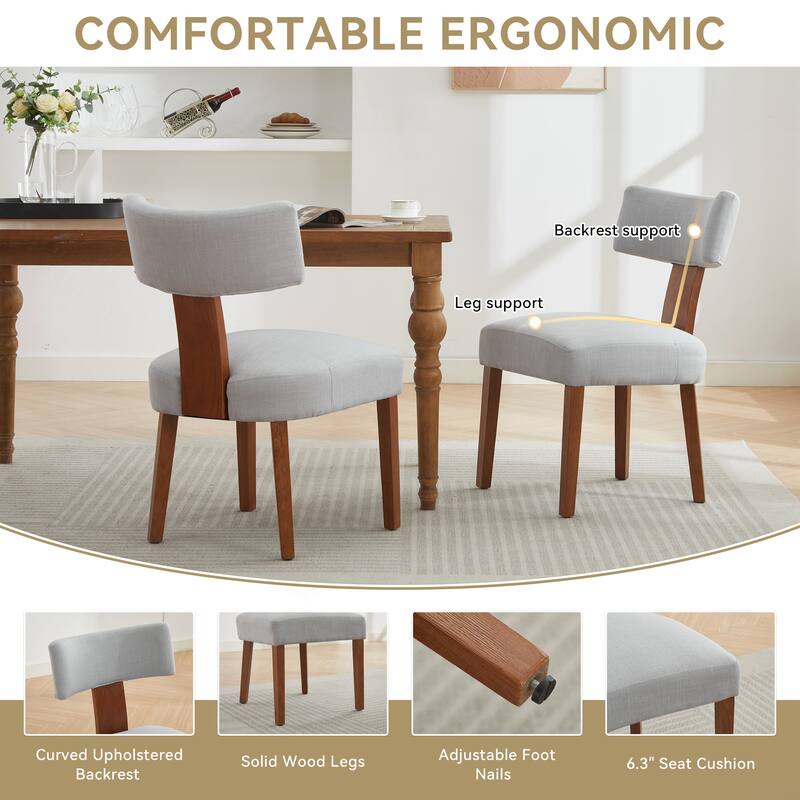 Set of 2 Fabric Modern Armless Dining Chairs