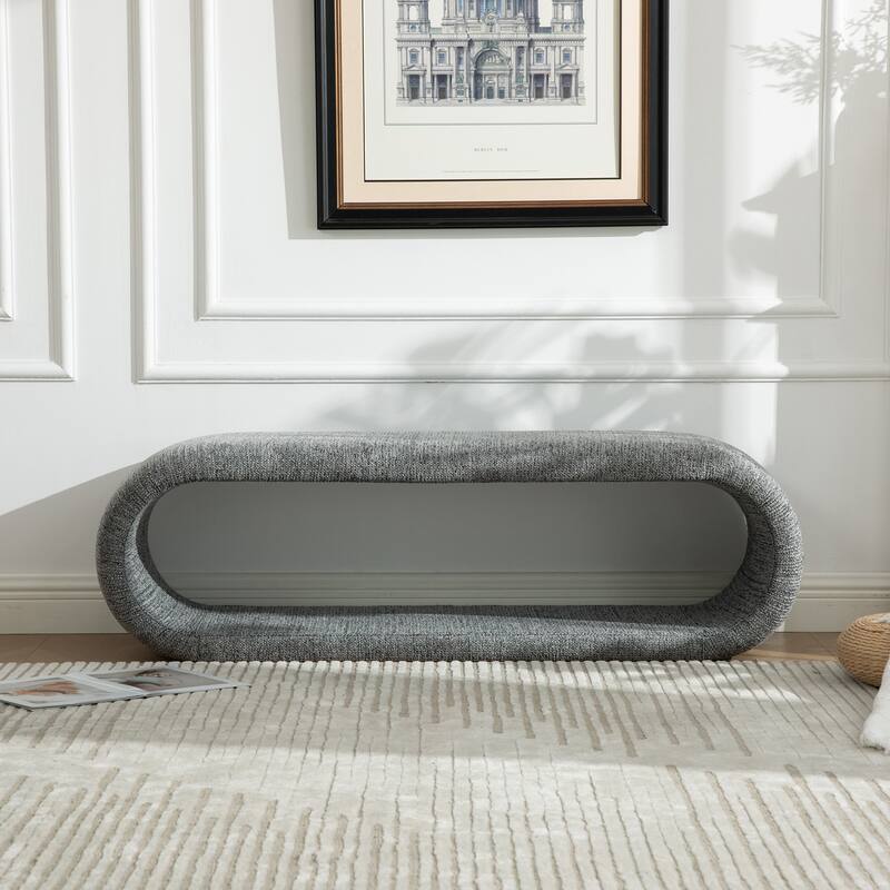 52.17"W Chenille Upholstered Bench for Bedroom End of Bed,Modern Shoe Bench for Entryway,Equipped With An Iron Frame