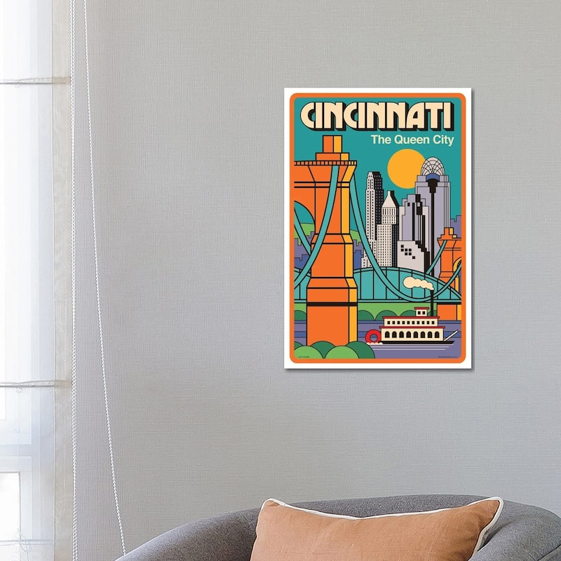 iCanvas "Cincinnati Travel Poster" by Jim Zahniser Canvas Print - 26x18x1.5