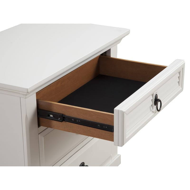 HomeRoots 28" White Wood Three Drawer Nightstand
