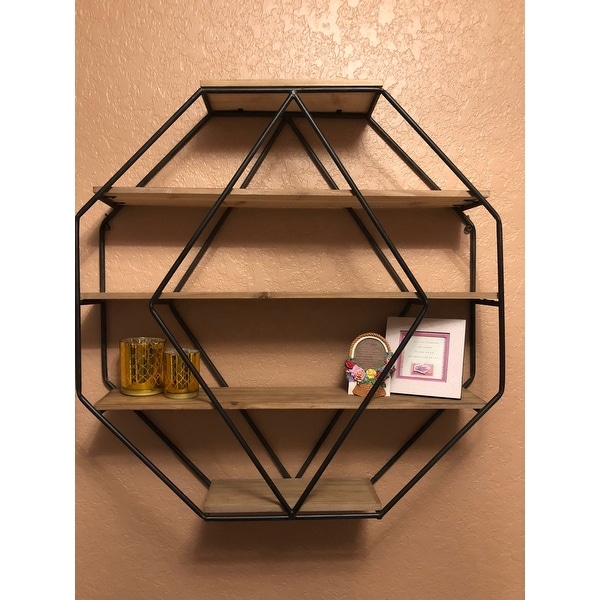 Shop Kate And Laurel Lintz Wood Octagon Floating Wall Shelves Overstock 16772327