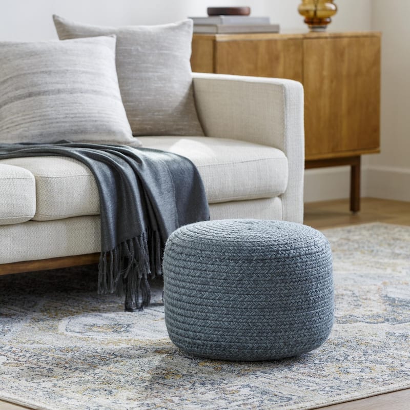 Livabliss Entwined Modern & Contemporary Solid Color Pouf - Sage