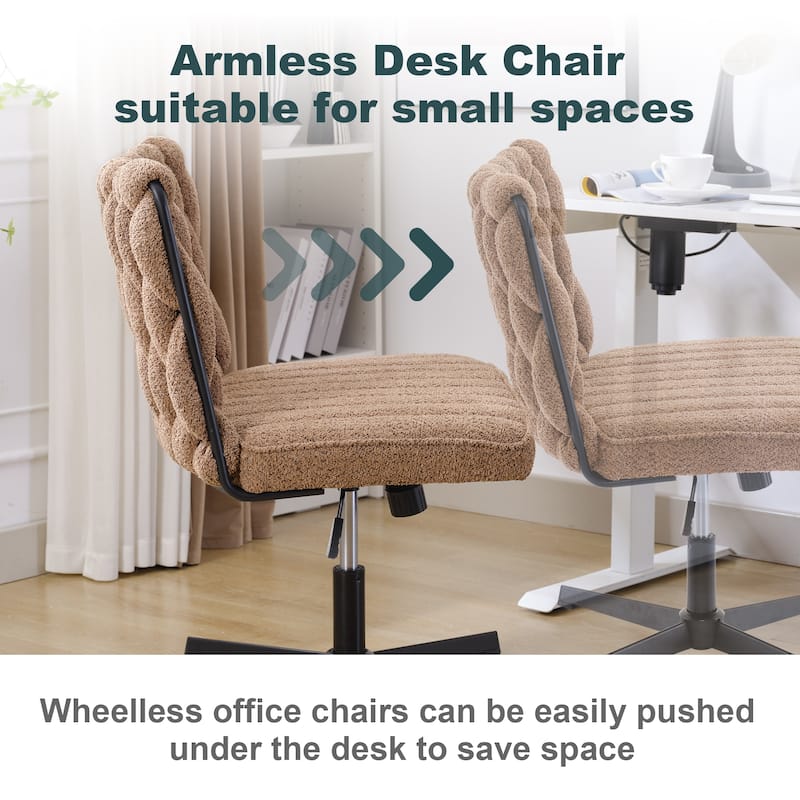 Upholstered No Wheels Armless Office Desk Chair