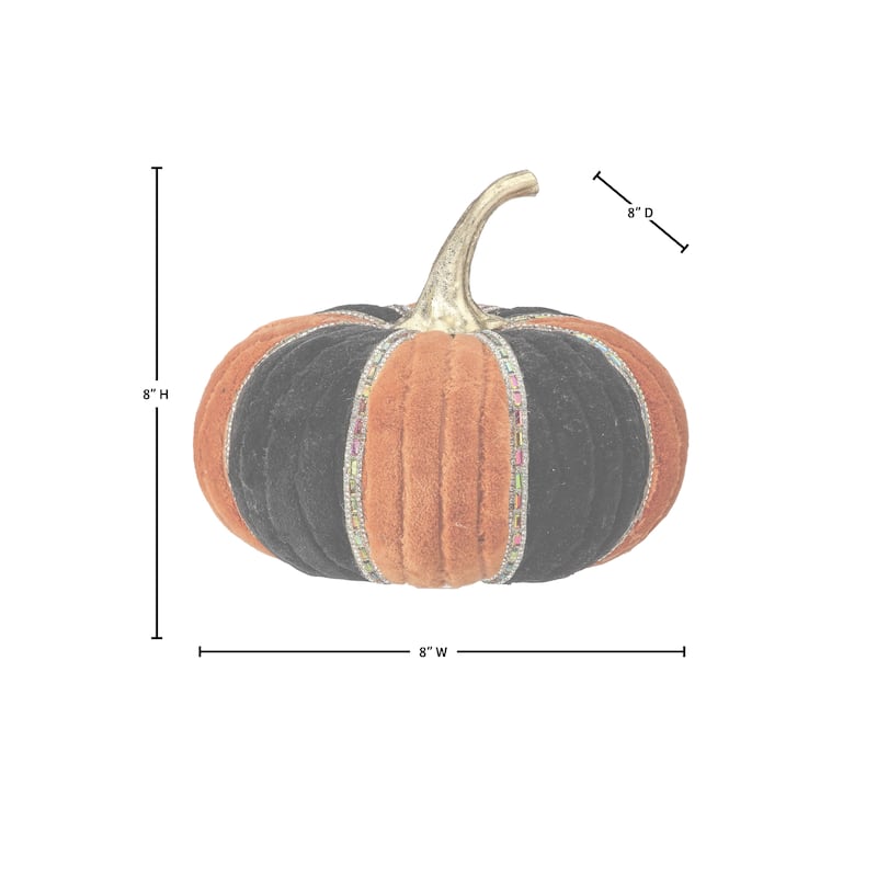 8" Velvet With Jewels Pumkin