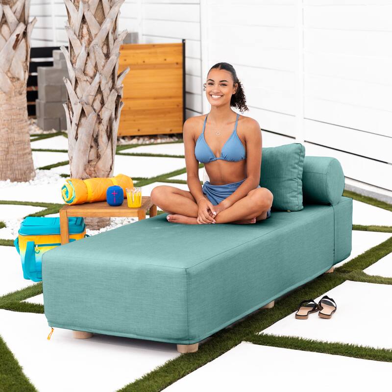 Jaxx Alvy Outdoor Sun Lounger - Luxurious Sunbed with Wood Feet Sunbrella