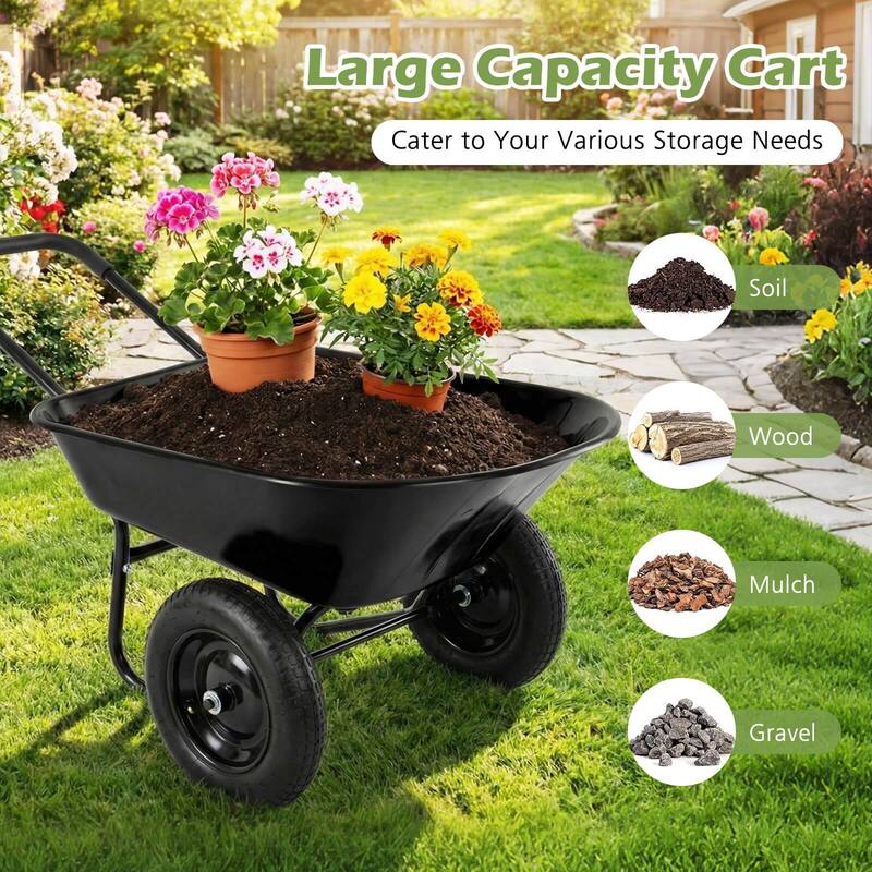 Costway 2 Tire Wheelbarrow Cart Heavy-duty Dolly Utility Cart