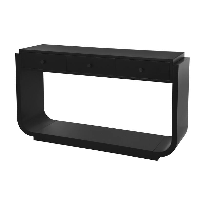 Mid-Century Modern Console Table with 3 Storage Drawers and Display Shelf for Entryway or Living Room Use