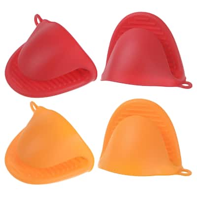 4pcs Mini Silicone Oven Mitts for Cooking Baking Gloves