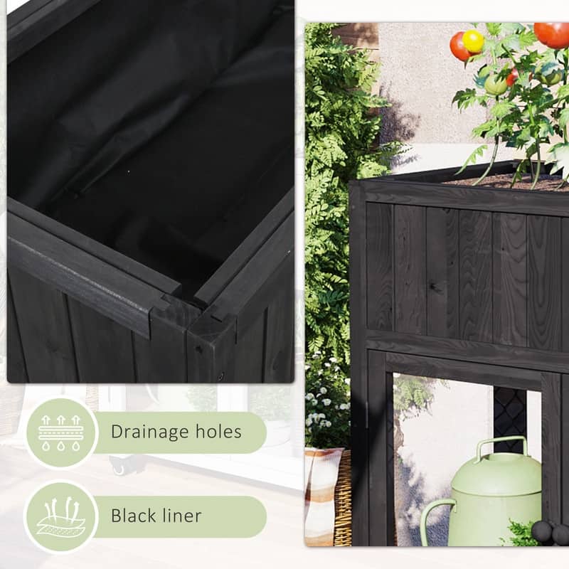 Compact 35.4" x 17.7" x 37.4" Wooden Cold Frame – Portable Greenhouse with Wheels & Dual Doors for Indoor/Outdoor Gardening‌
