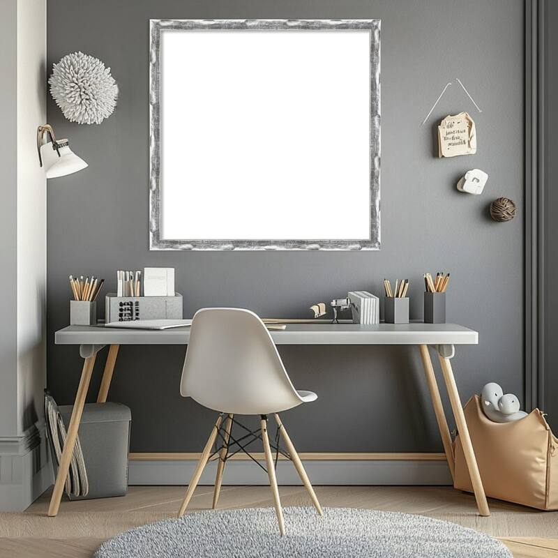 Amanti Art Scratched Wave Chrome Framed Dry Erase Magnetic Board