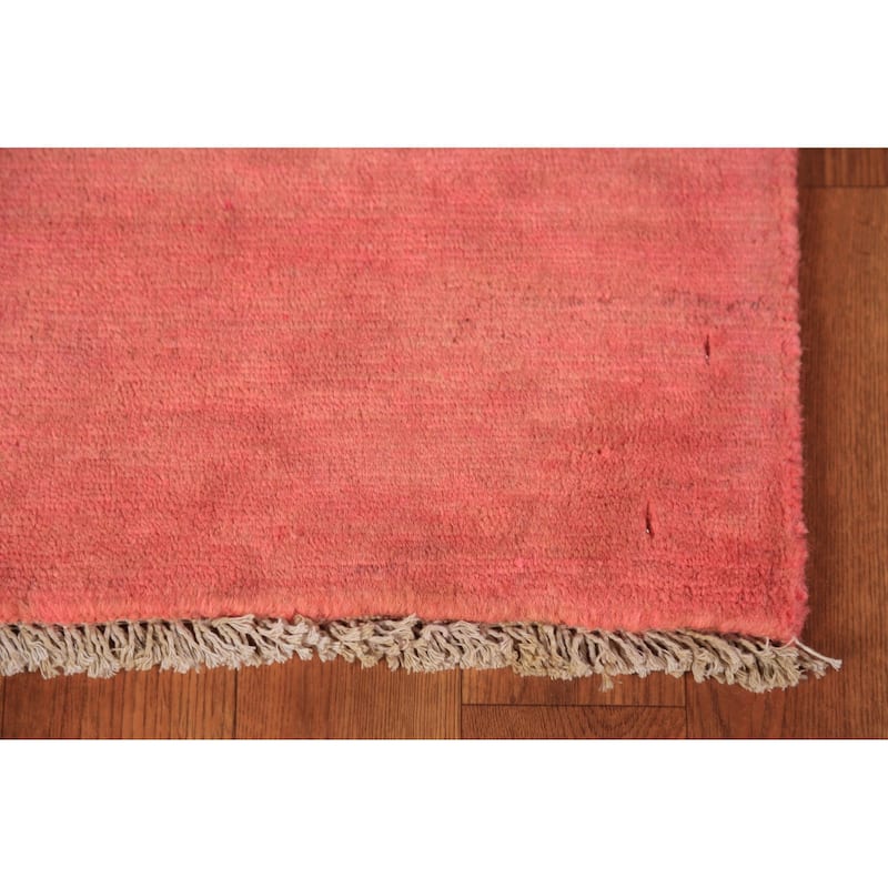 Pink Gabbeh Modern Rug Handmade Solid Wool Carpet - 2'8" x 4'1"