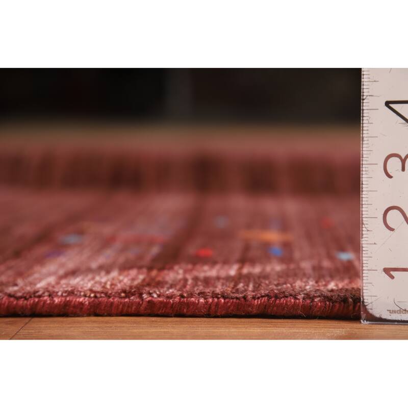 Hand Knotted Oriental Viscose Silk Carpet Tribal Animal Pictorial Red Gabbeh Area Rug - 10' 0'' X 7' 11''