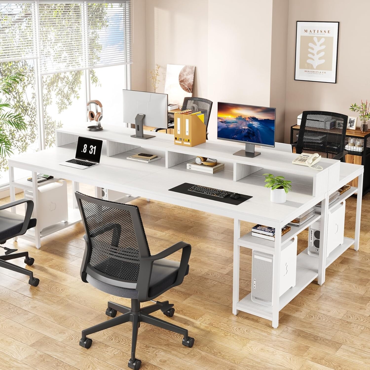 78.7 Inch Extral Long Two Person Desk, Double Computer Desk for