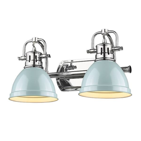 slide 2 of 8, Golden Lighting Duncan 2 Light 17" Wide Bathroom Vanity Light Chrome / Seafoam