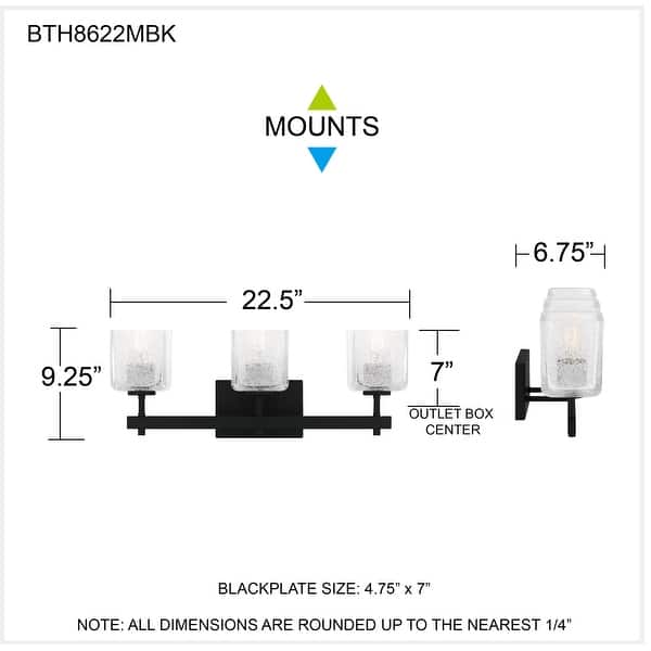 Brenthouse 3-Light Matte Black Bath Light