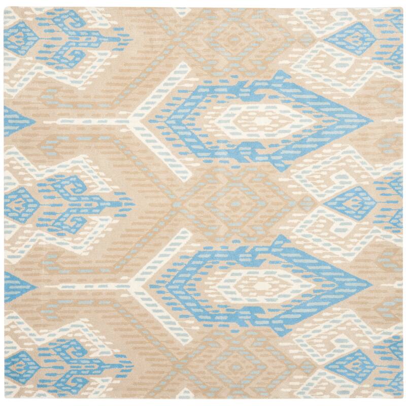 SAFAVIEH Handmade Wyndham Montana Modern Wool Rug - 7' Square - Blue/Ivory