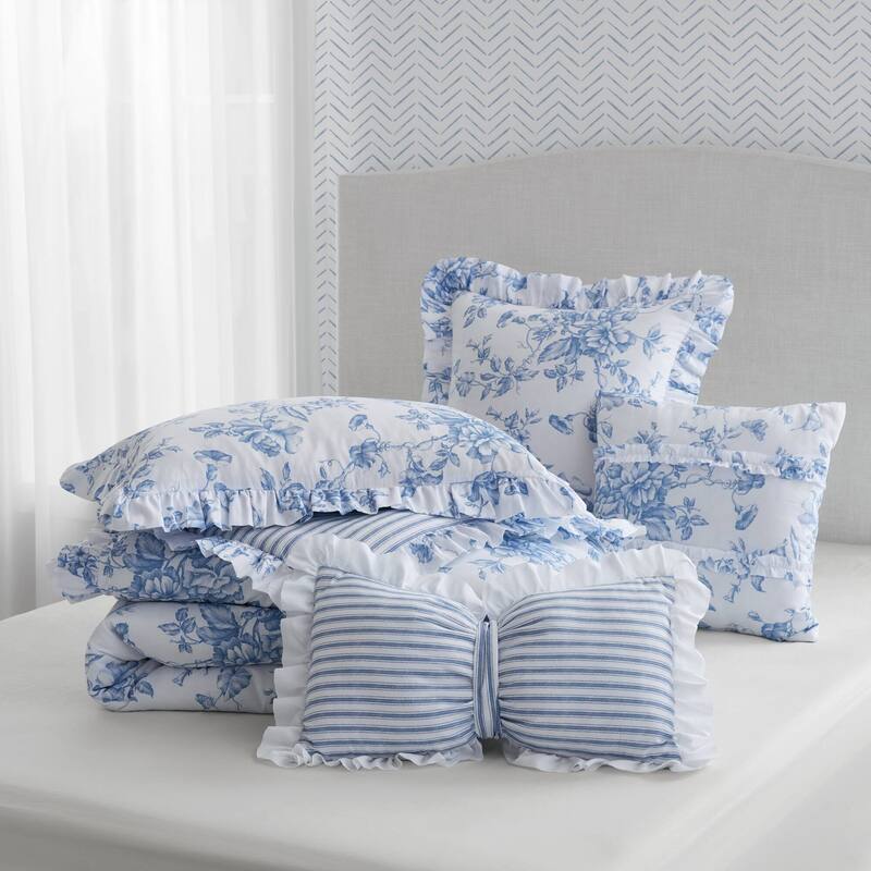 5 Pieces Full/Queen Comforter Set with Decorative Pillows