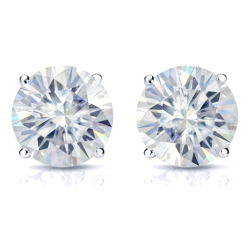 Auriya 1 1/2ctw Round Moissanite Stud Earrings Platinum 4-Prong Basket - 5.9 mm