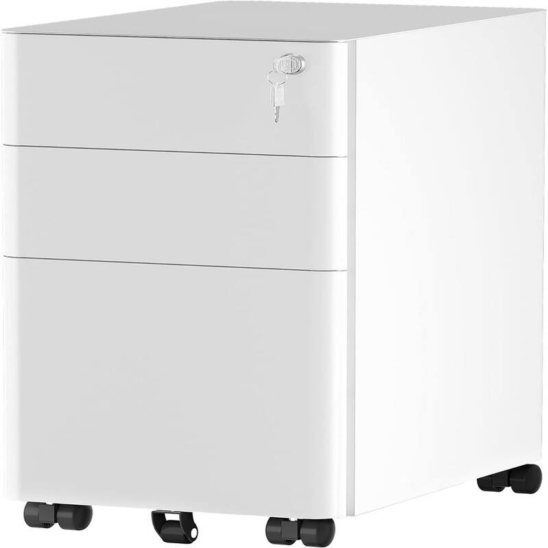 3-Drawer Metal Filing Drawers - 18"D x 12"W x 24"H - White