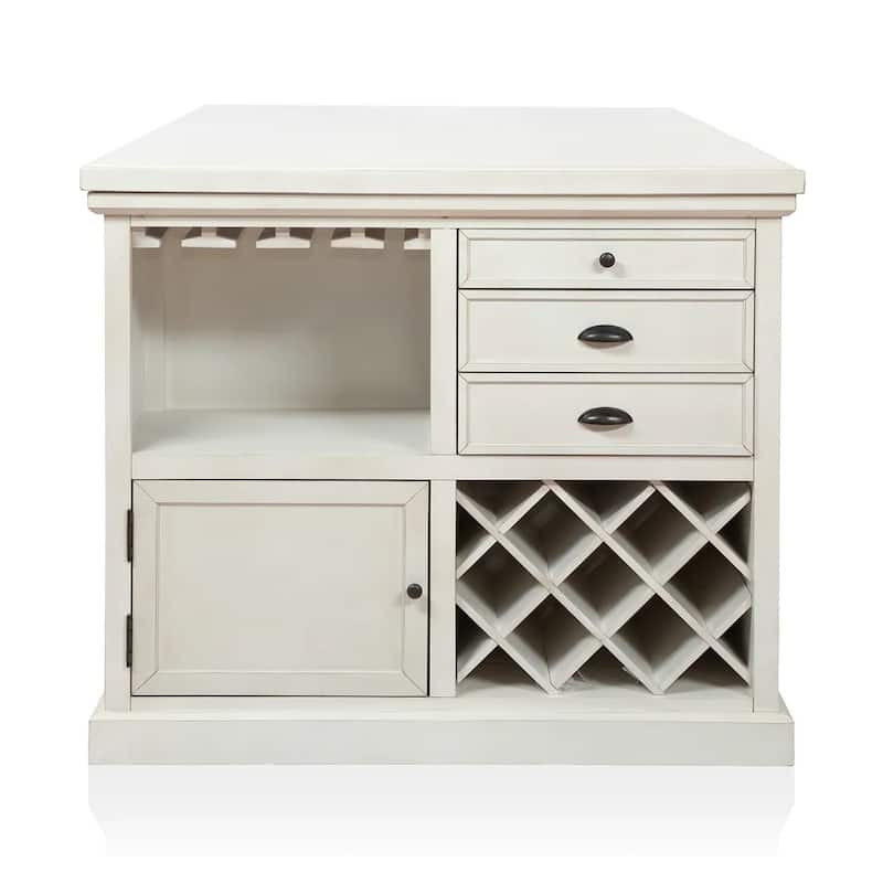 Tino 5pc Counter Height Table and Chair Set, Antique White Solid Wood