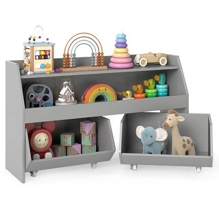 Costway Kids Toy Storage Organizer with 2 Movable Drawers Open Shelf - See Details