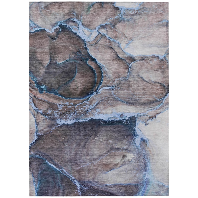 Machine Washable Indoor/ Outdoor Abstract Chantille Rug