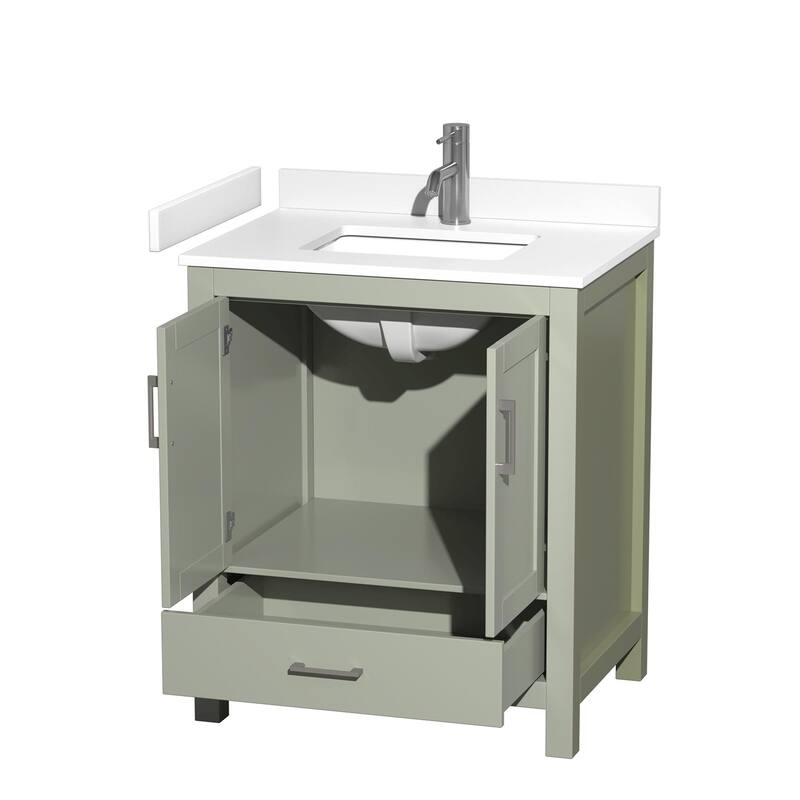Wyndham Collection Sheffield 30" Single Bathroom Vanity, Carrara