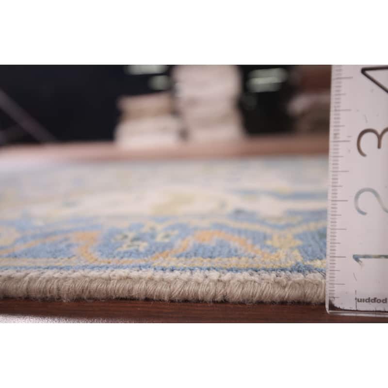 Ivory & Blue Oushak Oriental Runner Rug Handmade Wool Carpet - 2'6"x 7'9"