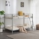 preview thumbnail 1 of 32, Twin Round Pipe Bunk Low Bed Guardrail Angled Ladder Iron Bed USA Grey