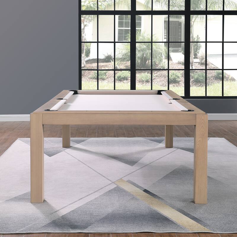 Olivia 8ft Driftwood Ash Billiard Slate Pool Table with Dining Top - Black