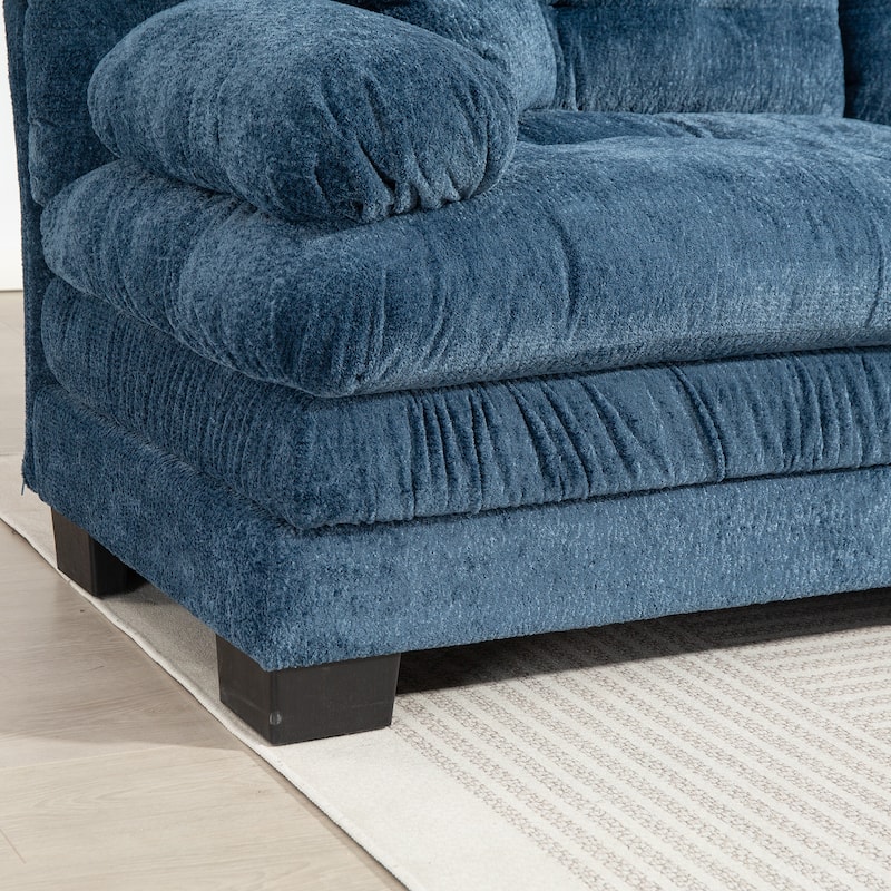 120.87" Chenille L-Shaped Sectional Sofa with Reversible Design, and 3-Seat Sleeper & Ottoman - Dual-Layer Cushion