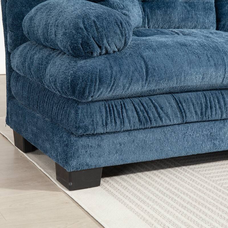 120.87" Chenille L-Shaped Sleeper Sectional Sofa with Ottoman