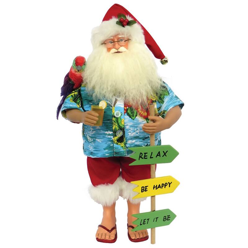 15.5" Beach Santa "Relax" "Be Happy" "Let it Be" Christmas Figurine