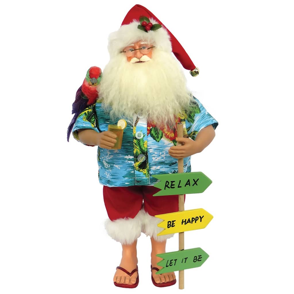 15.5" Beach Santa "Relax" "Be Happy" "Let it Be" Christmas Figurine
