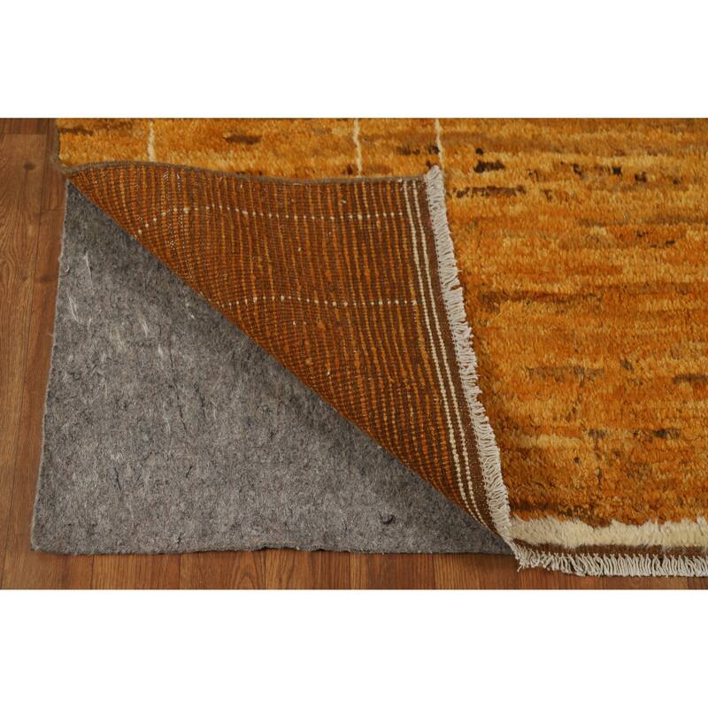 Moroccan Oriental Area Rug Hand-Knotted Orange Tribal Wool Carpet - 5'6" x 7'6"