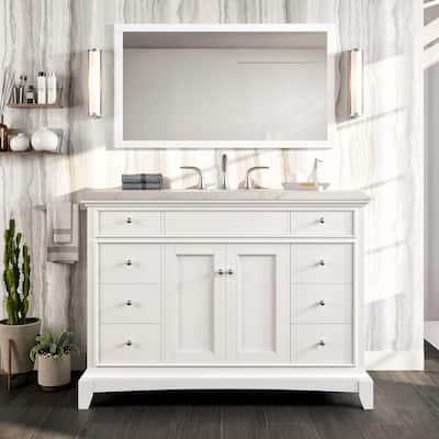 Eviva Elite Stamford 42" White Bath Vanity with Carrara Quartz Top