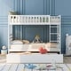 preview thumbnail 3 of 48, Twin-Over-Twin Bunk Bed with Trundle, Space-Saving Wooden Bunk Bed Frame for Twin Size Mattress (No Box Spring Needed)