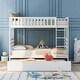 preview thumbnail 2 of 7, White Twin Bunk Beds for Kids with Safety Rail and Movable Trundle Bed
