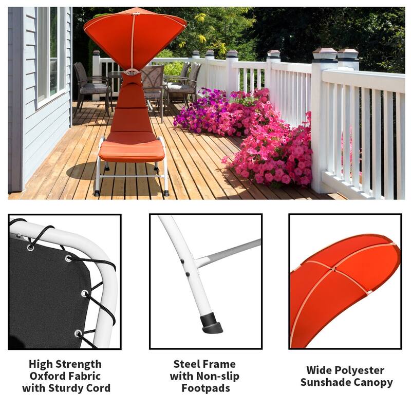 Costway Chaise Lounge Chair with Canopy Hammock Chair with Canopy