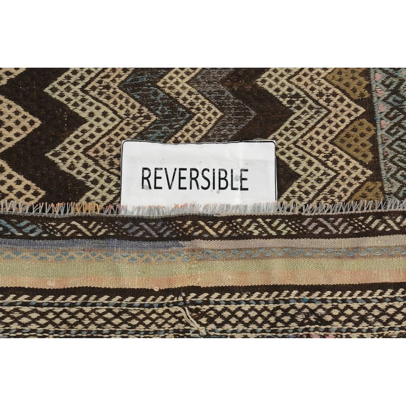 Hand Woven Oriental 100% Wool Carpet Southwestern Tribal Multi-Colored Kilim Runner Rug - 9' 5'' X 3' 0''