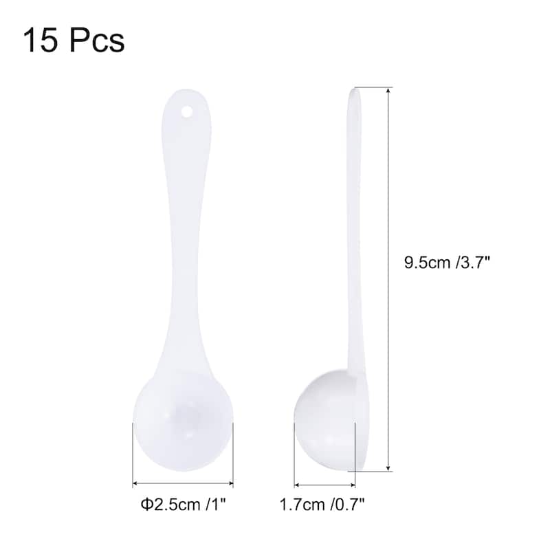 15 Pcs Measuring Spoon with Short Handle, Teaspoon Plastic Scoops, White