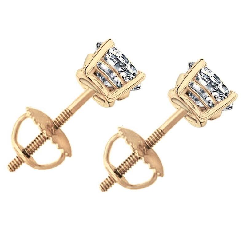 3/4 Ct TDW Lab Grown Diamond Studs Yellow Gold