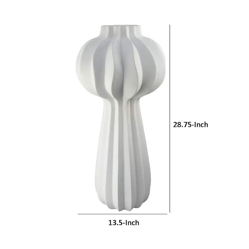 Samo Decorative Vase, Textured Body Bulb Accent, 29 Inch White Resin