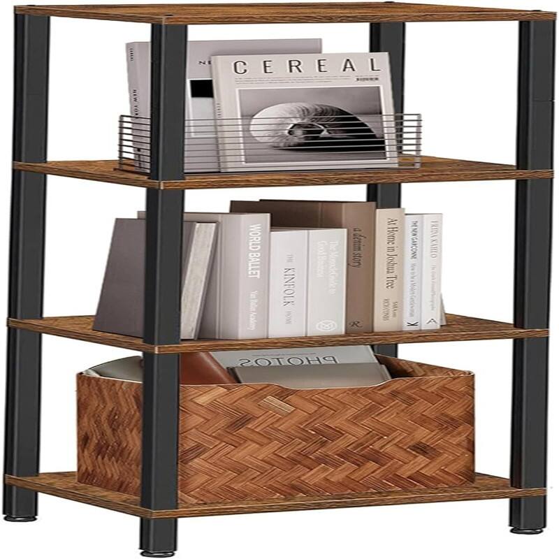 Bookshelf 4 Tier Tall Book Shelf - 10.7"D x 15"W x 40.8"H