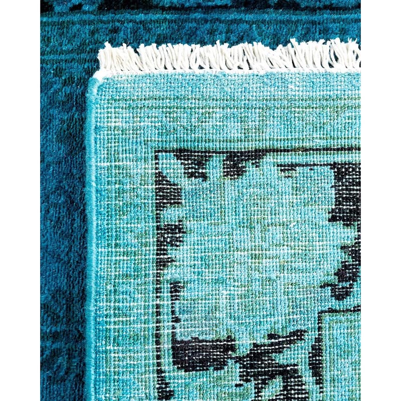 Fine Vibrance, One-of-a-Kind Hand-Knotted Runner Rug - Blue, 2' 5" x 12' 3" - 2' 5" x 12' 3"
