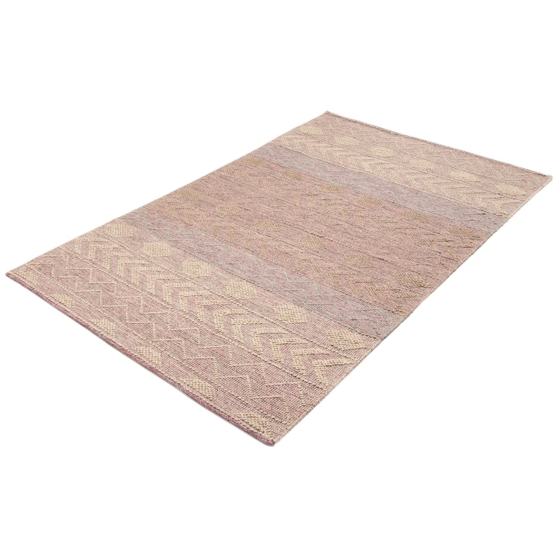 ECARPETGALLERY Braid weave Sienna Pink Wool Rug - 6'0 x 9'7