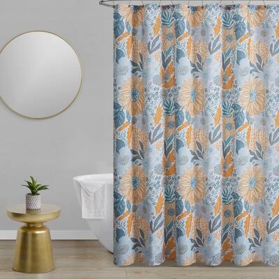 Jade + Oake Yellow Sunflower Shower Curtain and Hooks Set