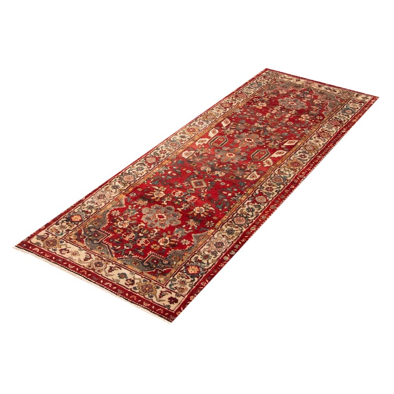 ECARPETGALLERY Hand-knotted Andelz Red Wool Rug - 3'10 x 10'8